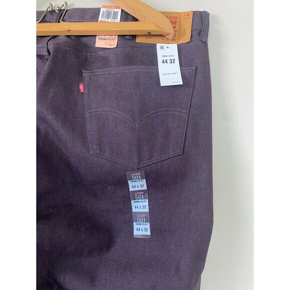 Levi’s 501 mens button fly white oak cone denim 44x32 purple Shrink to fit - Picture 3 of 5